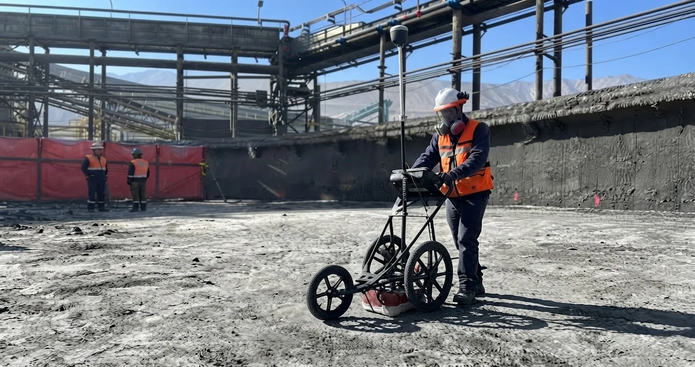 Inspección con georradar GPR en faena minera